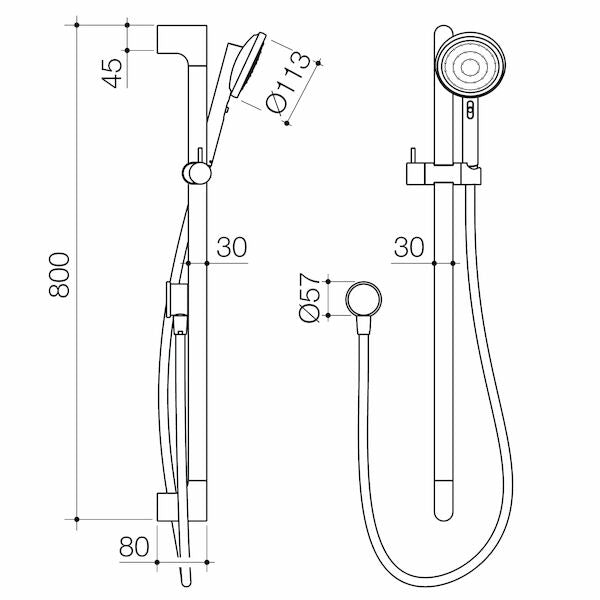 Urbane II Universal Rail Shower