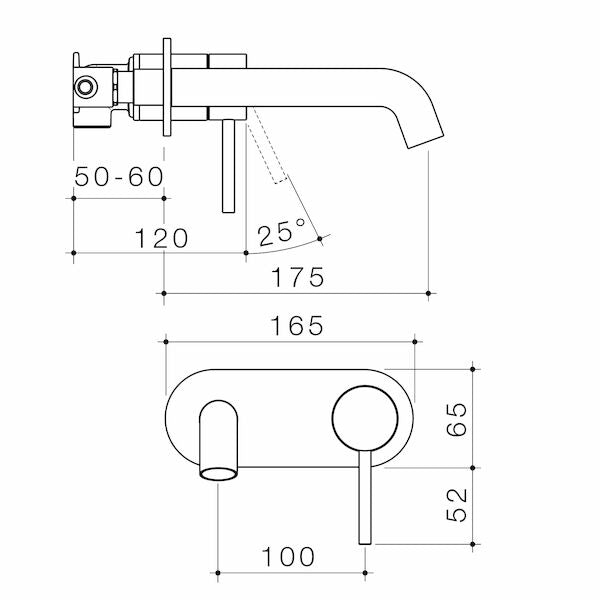 Liano II 175mm Wall Basin / Bath Mixer - Rounded Cover Plate - Gunmetal - Sales Kit
