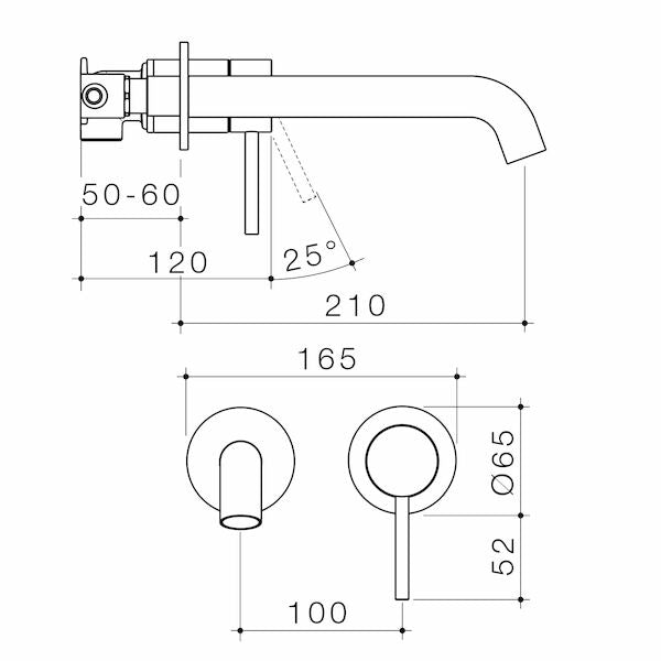 Liano II 210mm Wall Basin / Bath Mixer - 2 x Round Cover Plates - Matte Black - Sales Kit - LF