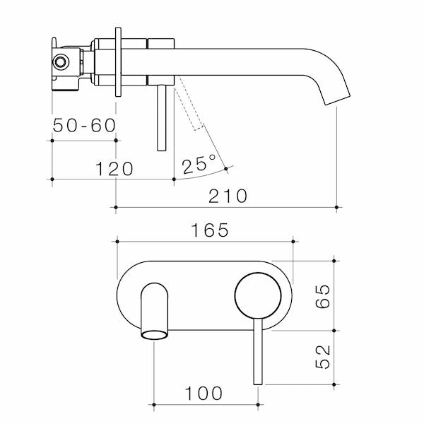 Liano II 210mm Wall Basin / Bath Mixer - Rounded Cover Plate - Gunmetal - Sales Kit - LF