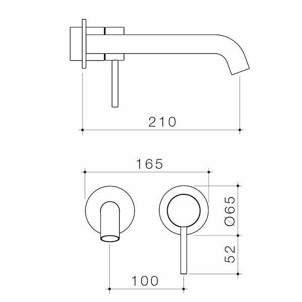 Liano II 210mm Wall Basin / Bath Trim Kit - 2 x Round Cover Plates - Brushed Brass - LF