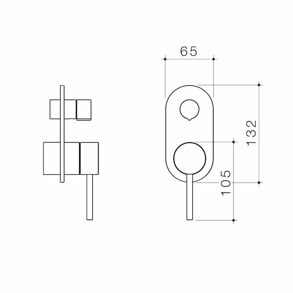 Liano II Bath / Shower Mixer With Diverter Trim Kit - Rounded Cover Plate