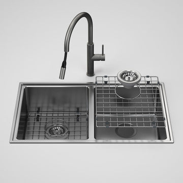 Urbane II Double Bowl Sink with Liano II Pull Out Sink Mixer
