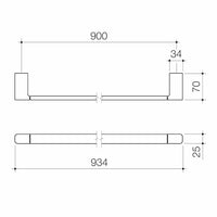 Luna Single Towel Rail 930mm