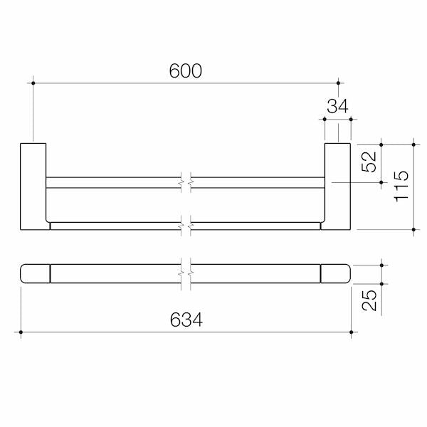 Luna Double Towel Rail 630mm