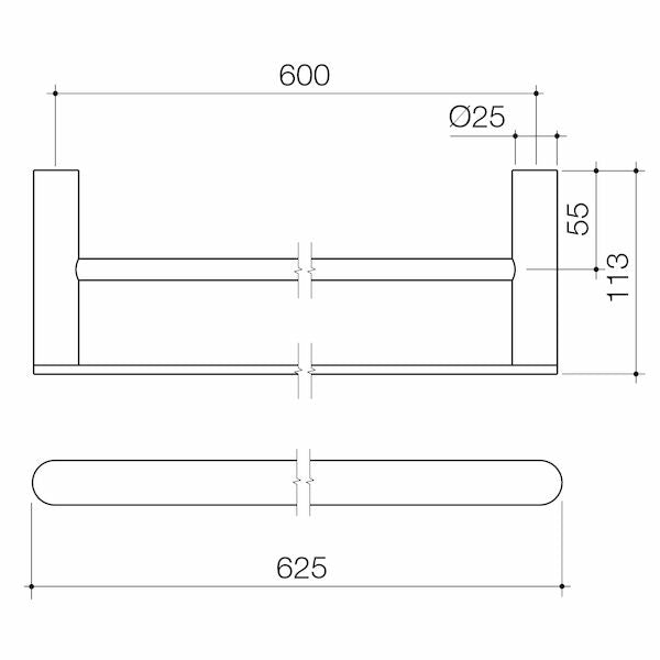 Urbane II 625mm Double Towel Rail