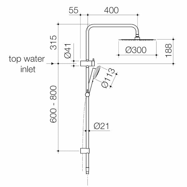 Urbane II Rail Shower with 300mm Overhead
