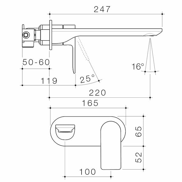Urbane II 220mm Wall Basin / Bath Mixer - Round Cover Plate - Gunmetal - Sales Kit - LF