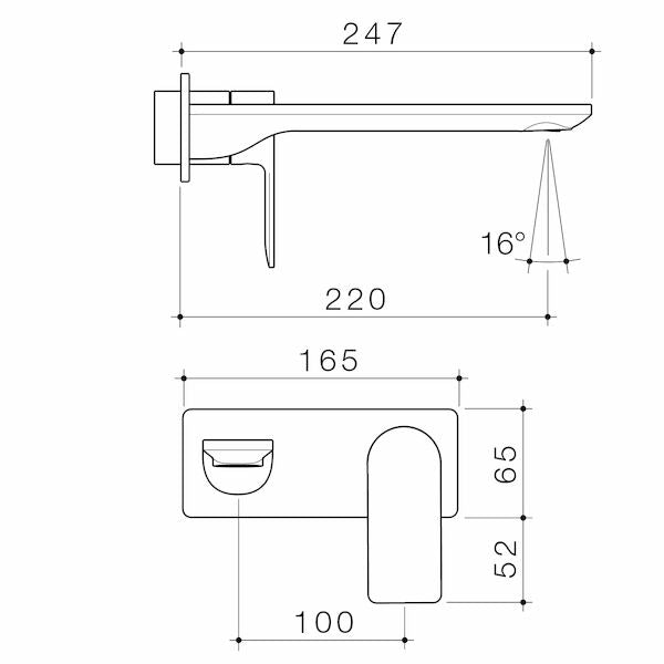 Urbane II 220mm Wall Basin / Bath Trim Kit - Rectangular Cover Plate