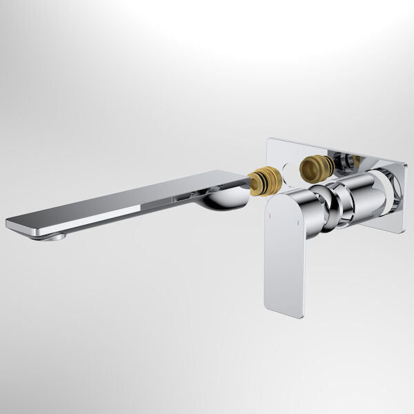 Urbane II 220mm Wall Basin Bath / Bath Trim Kit - Rectangular Cover Plate - Brushed Nickel - LF