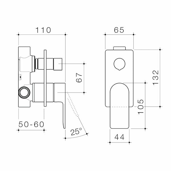 Urbane II Bath / Shower Mixer With Diverter - Rectangular Cover Plate