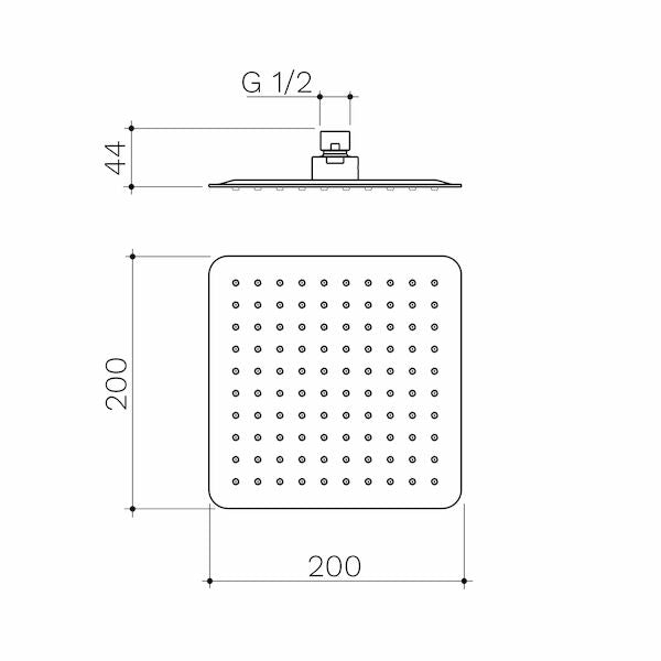 Urbane II 200mm Square Rain Shower (4 Star)