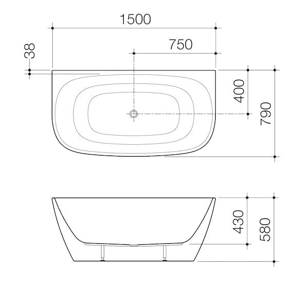 Contura II 1500mm Back to Wall Freestanding Bath