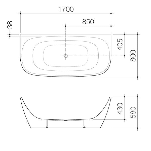 Contura II 1700mm Back to Wall Freestanding Bath