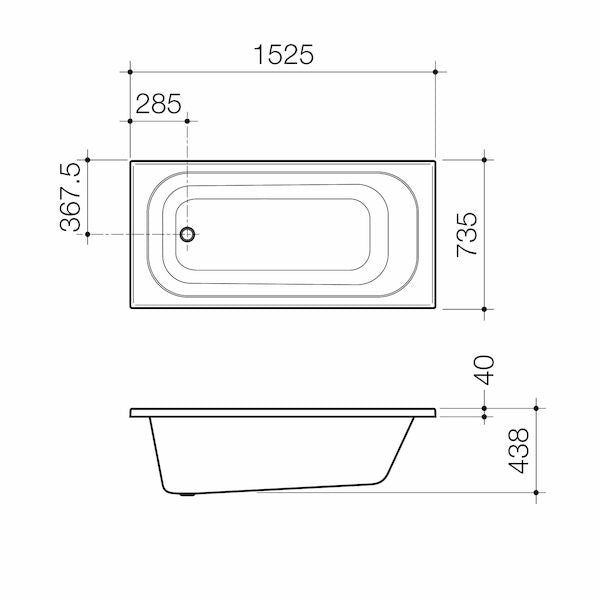 Luna 1525 Four Tile Flange Bath
