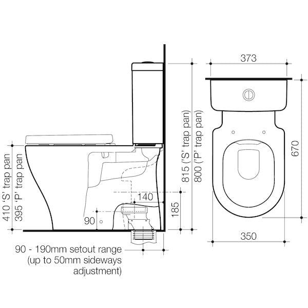 Luna Cleanflush® Close Coupled Toilet Suite - P Trap, BE