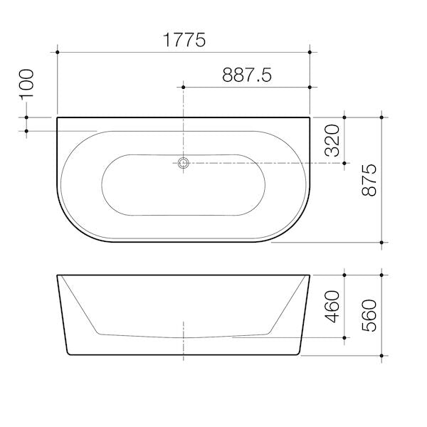 Urbane II 1800 Back To Wall Freestanding Bath