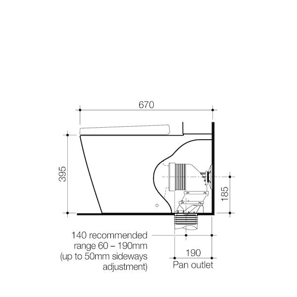 Luna Square CleanFlush® Wall Faced Close Coupled Pan (suits Bottom Inlet Cistern)