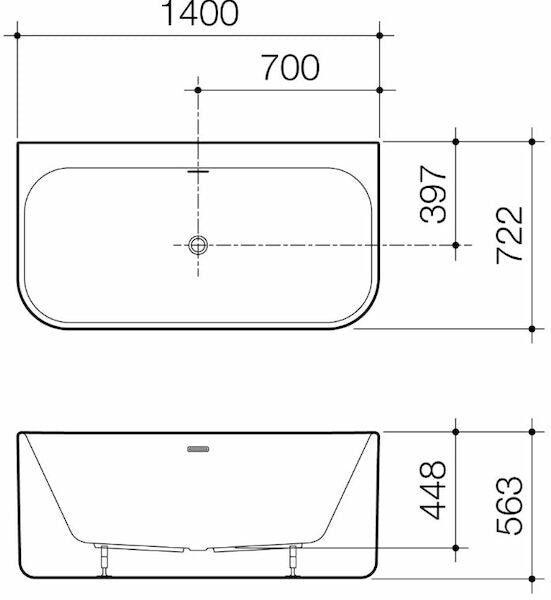 Luna 1400 Back to Wall Bath