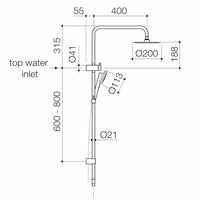Urbane II Rail Shower with 200mm Overhead
