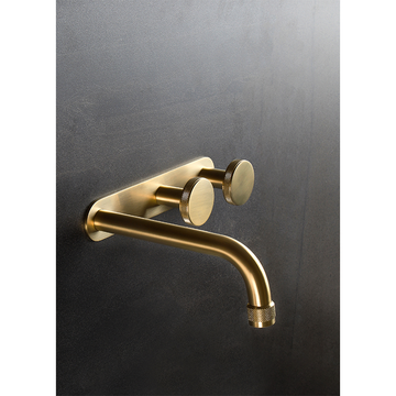 Brodware Yokato Disc Wall Set with 150mm Spout & Backplate - Brushed Nordic Brass PVD 1.9305.02.6.47