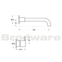 Brodware Minim 2 Piece Wall Set with 200mm Spout - Chrome 1.9406.04.0.G1