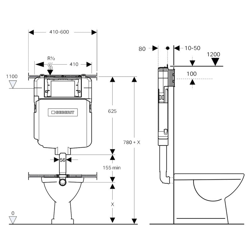 Geberit Sigma 8 Concealed Cistern for Back to Wall Pans