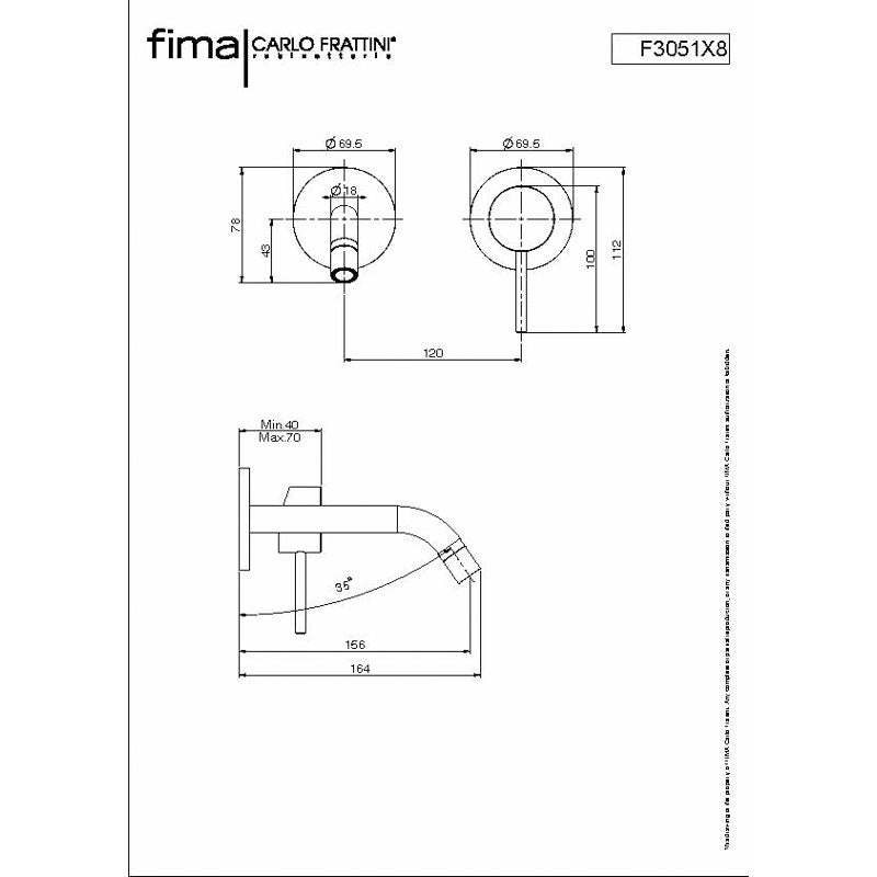 FIMA Spillo Up Wall Mounted Basin Mixer 163mm - Chrome