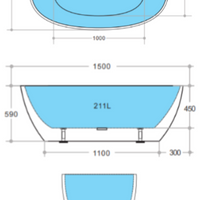 IMPRESSIONS BATHROOMWARE Luxury 1500 Freestanding Bath (IMKB122)