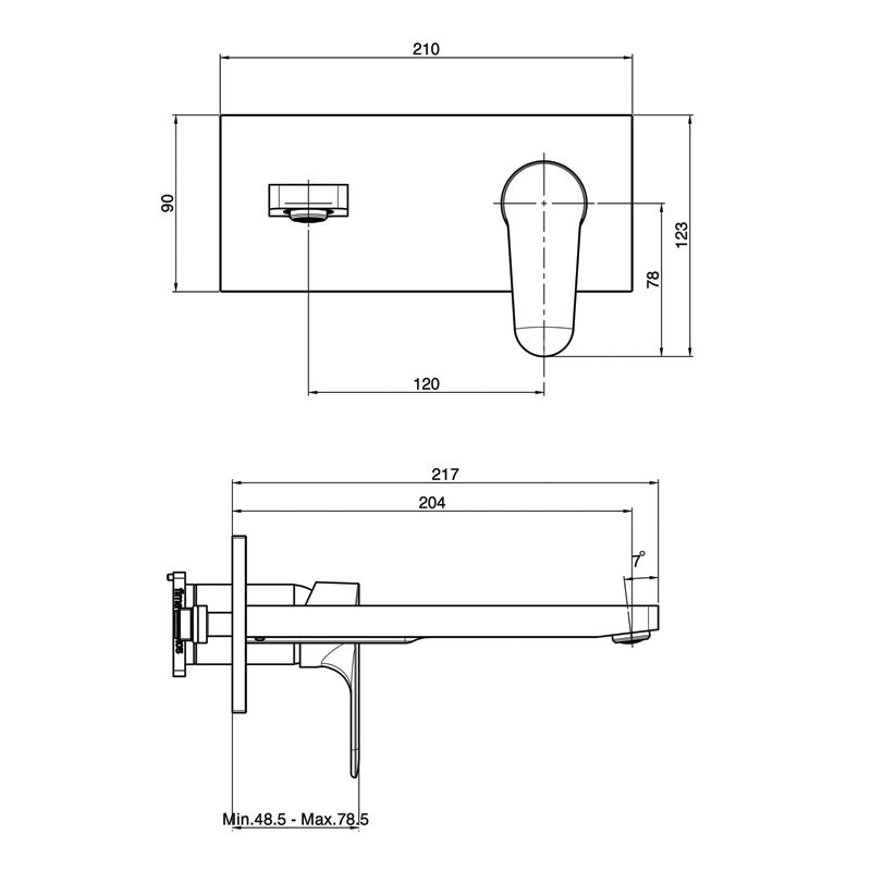 FIMA Wall Mounted Basin Mixer 217mm - Chrome