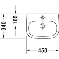 DURAVIT D-Code Handrise Basin 450x340mm 1TH, with O/F, Glazed Underneath, Alpin White | The Source - Bath • Kitchen • Homewares