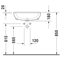 DURAVIT D-Code Semi-Recessed Washbasin 550x440mm, with O/F, Alpin White | The Source - Bath • Kitchen • Homewares