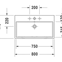 DURAVIT Vero Air Furniture Washbasin 800x470mm, with O/F, Glazed Underneath, Alpin White | The Source - Bath • Kitchen • Homewares