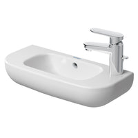 DURAVIT D-Code Handrise Basin 500x220mm, with O/F, Glazed Underneath, Alpin White | The Source - Bath • Kitchen • Homewares