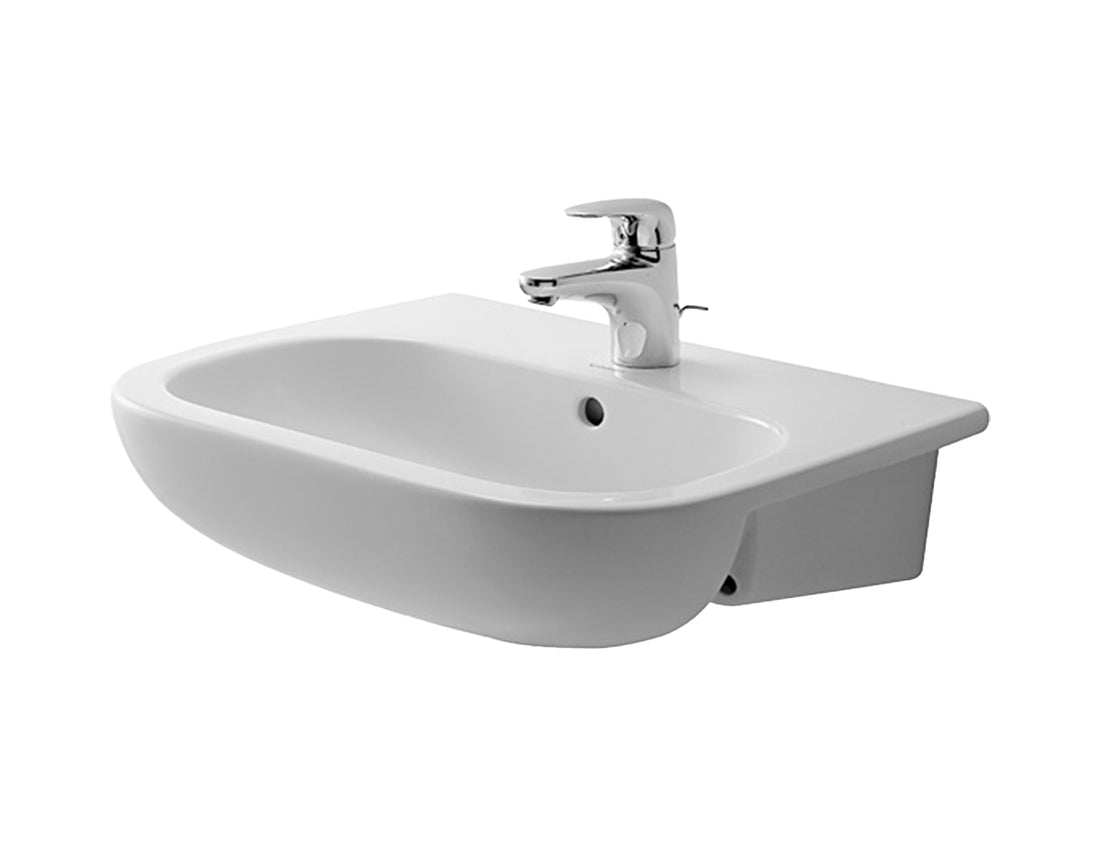 DURAVIT D-Code Semi-Recessed Washbasin 550x440mm, with O/F, Alpin White | The Source - Bath • Kitchen • Homewares