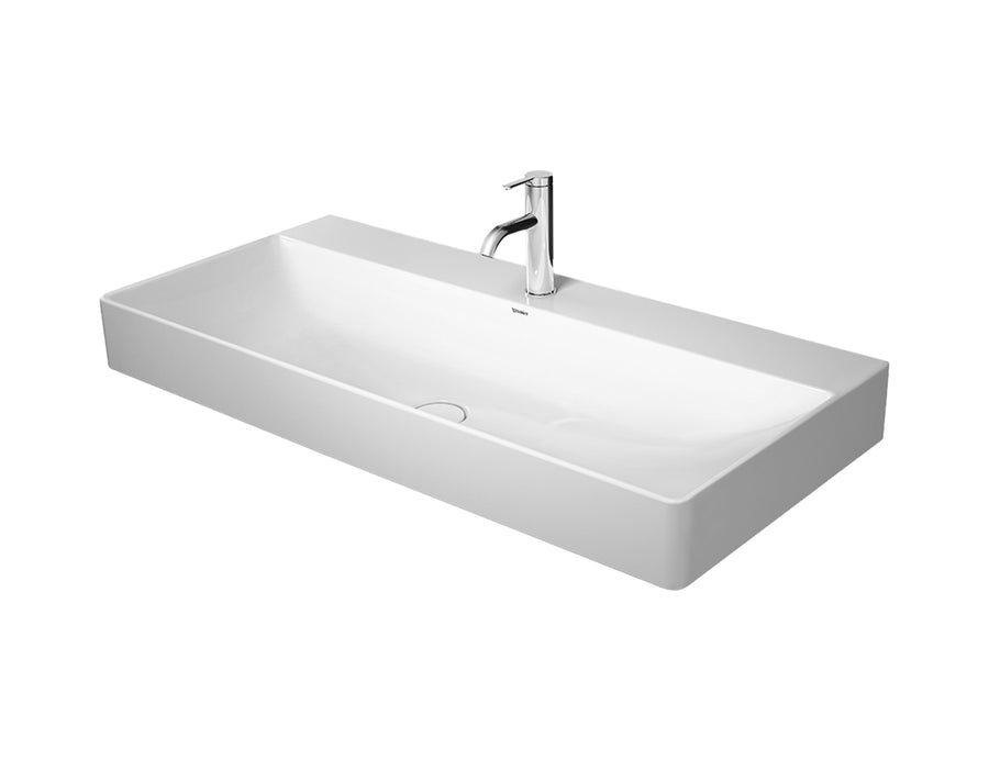 DURAVIT DuraSquare Washbasin 1000 x 470mm, no O/F, Waste Inc., Glazed Underneath, Alpin White