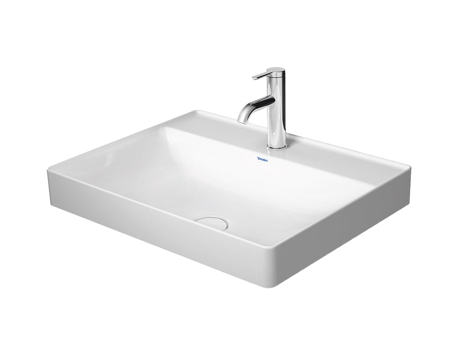 DURAVIT DuraSquare A/C Basin 600x470mm, no O/F, Waste Inc., Glazed Back, Ground, Alpin White | The Source - Bath • Kitchen • Homewares