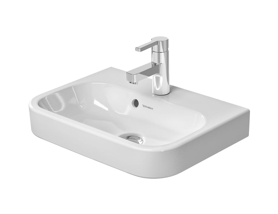 DURAVIT Happy D.2 Handrinse Basin 500x360mm, with O/F, Glazed Underneath, Alpin White | The Source - Bath • Kitchen • Homewares
