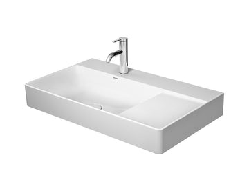 DURAVIT DuraSquare Asymmetric Basin 800x470mm LHB, no O/F, Waste Inc., Glazed Underneath, Alpin White | The Source - Bath • Kitchen • Homewares
