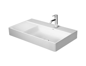 DURAVIT DuraSquare Asymmetric Basin 800x470mm RHB, no O/F, Waste Inc., Glazed Underneath, Alpin White | The Source - Bath • Kitchen • Homewares