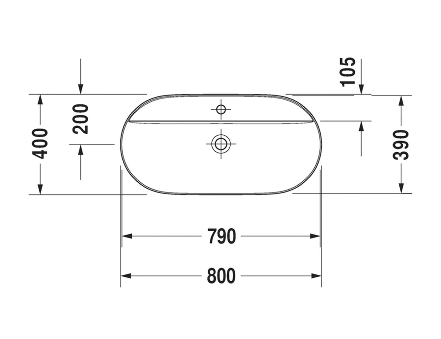 DURAVIT Luv Washbowl 800x400mm 1TH, no O/F, Waste Inc., Ground, Alpin Whitee | The Source - Bath • Kitchen • Homewares