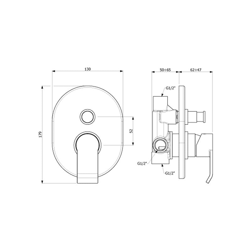 Gareth Ashton Stile Wall Diverter Mixer - Black