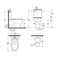 Argent Alto Plus PWD Back To Wall Toilet - S&P Trap, Bottom Entry with Backrest