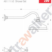 Astra Walker Olde English Shower Set With 200mm Rose With Swarovski Crystal Lever Handles