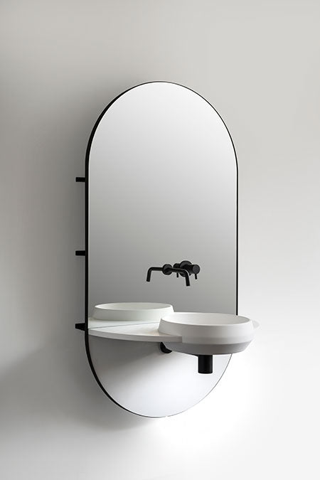 EX.T Arco Integrated Mirror, Taps, Washbasin and a Shelving System