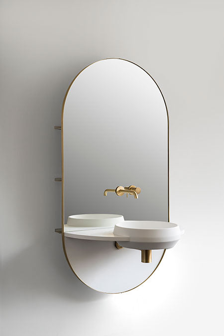 EX.T Arco Integrated Mirror, Taps, Washbasin and a Shelving System