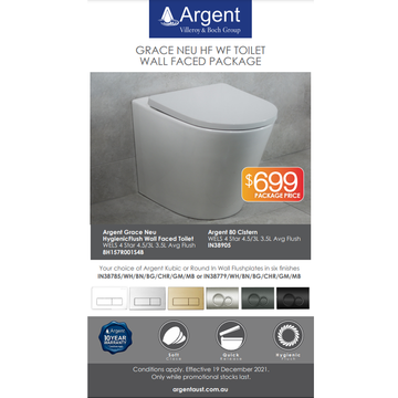 Argent Grace Neu Wall Faced Toilet Package