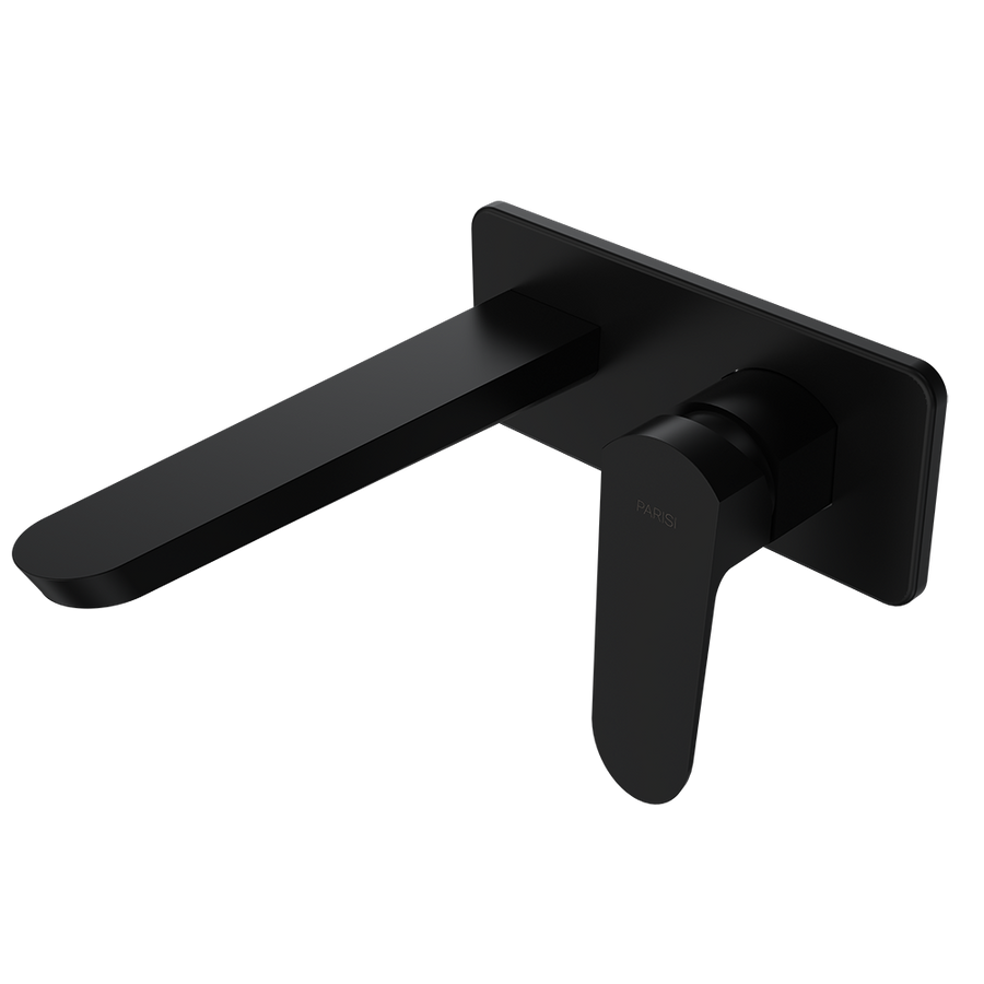 Parisi Loom Wall Mixer with 180mm Spout on Plate - Matte Black