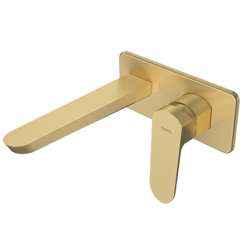 Parisi Loom Wall Mixer with 180mm Spout on Plate - Brushed Brass