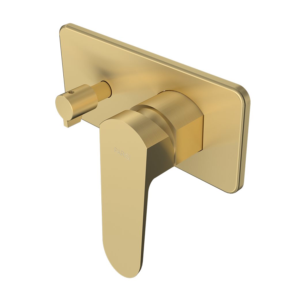 Parisi Loom Wall Mixer with 2-Way Diverter - Brushed Brass